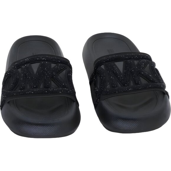 Michael Kors MK Splash Crystal Slide Sandals Black Embellished Women's US 5 - Picture 1 of 6